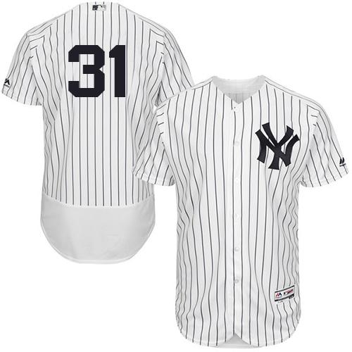 Yankees #31 Aaron Hicks White Strip Flexbase Authentic Collection Stitched MLB Jersey
